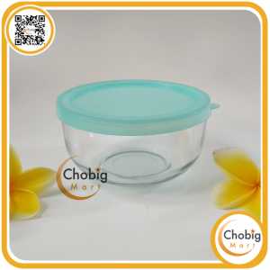 CHOBIG Mangkuk Kaca 500ml Tutup Elegant / Soup Bowl with Lid Mangkok Tutup Penyimpanan Kulkas 12cm SLB