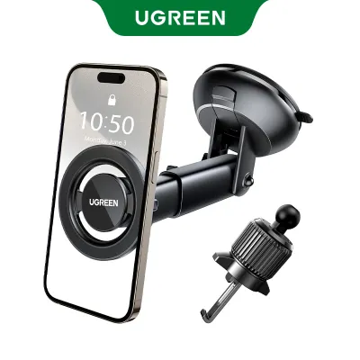 UGREEN 2 in 1 Car Windscreen Holder Dashboard Holder Center Console MagSafe Magnetic Bracket Combination Suction Cup with Straight Hook with Magnetic Head Car Mount