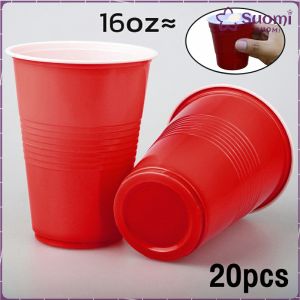 Suomi 50pcs 16oz/2oz Big Red Cups Beer Pong Cups Shot Glass Plastic Cups Party Festival