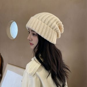 PTK52 Casual Fashion Warm Elastic Solid Color Korean Style Beanies Women Hat Knitted Hat