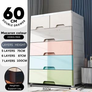 𝗨𝗥𝗕𝗔𝗡𝗛𝗢𝗠𝗘𝗦 Extra Height Kids Wardrobe Cabinet | 5/6/7 Tiers Tall Storage Organizer with Drawers | Macaron Color Plastic Drawer Cabinet for Clothes Toys Books | Child-Friendly Design | Rak Baju Kanak-Kanak Tinggi Bertingkat Warna Pastel | Baby