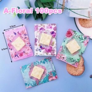 100Pcs Cookie Plastic Bag Candy Pouch Handmade Food Packaging DIY Polvoron Wrappe Floral Candy Bag