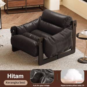 F&G kursi sofa gaya vintage kursi rekreasi kulit PU dan rangka baja yang kuat mudah dipasang