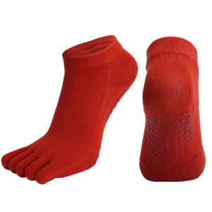 ZEEMIN Christmas Women Anti-Slip Pilates Socks Five Toe Silicone Non-Slip Yoga Socks Breathable Ballet Dance Ladies Fitness Sports Cotton Sock