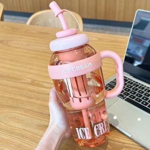 Sports water cup large capacity high temperature resistant plastic cup with straw cup fitness oversized kettle portable