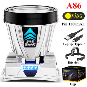 Đèn Pin Đội Đầu Siêu Sáng Chiếu Xa 200-300m Pin 4000mAh Sạc Type-C Công Suất Lớn Chống Nước IP68