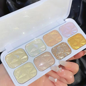 8 Color Highlight and Blush Eyeshadow Palette Matte Pink Blush and Shimmer Shimmer Highlight Eyeshadow Makeup Cosmetics