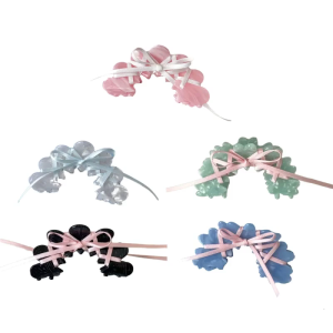 Fashionable Acrylic Hair Clip Ribbon Tie Bowknot Acetate Claw Accessory for Women Girls Durable Acetate Crab Barrettes