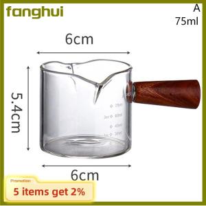 fanghui 70 75ml Espresso Double Spout Measuring Cup Heat-Resistant Handle Clear Scale Wine Milk Coffee Measure Jug