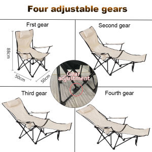 LOOGU Camping Chair Foldable Steel Pipe Recliner Oxford Cloth Portable Sitting Lying Folding Chair