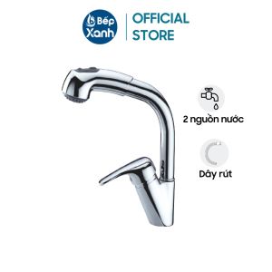 Vòi rửa chén Malloca K140 có dây rút - Hai nguồn nóng/lạnh - Đồng thau mạ Chrome - Hàng Chính Hãng - Bảo Hành 3 Năm