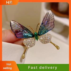 HB Explosion-proof Butterfly Brooch Insect Corsage Womens Accessory Acrylic Transparent Wings High-grade Clothing Pin