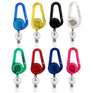 SDFBN Transparent Office Telescopic Card Holder Outdoor Easy Pull Buckle Badge Reel Clip Carabiner Keychain Badge Holder