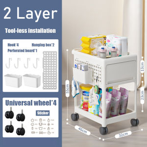 Trolley Organizer Cart Baby Organizer Storage Rack Organizers for Things Toy Organizer Storage Rack with Wheels 3 Tier Trolley Cart Layered Rack Organizer Kitchen Organizer Space Saver