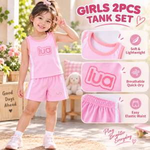 AILEBE Kids Sets Terno Color Block Sleeveless Tank Top And Shorts 2Pcs Set Soft Lightweight Fabric Breathable Quick Dry Elastic Waist Summer OOTD Pambahay Pang Gala Casual 1-6 Years Old For Girls