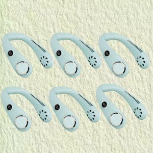 【Local stock】Digital display silent USB charging portable bladeless neck-hanging fan adjustable small fan for student sports office