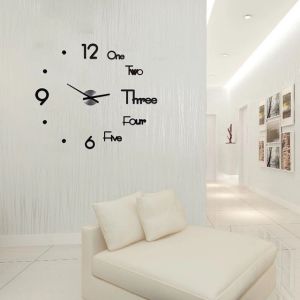 3D Acrylic DIY Wall Clock Quartz Needle Living Room Horloge Jam Hiasan Jam Dinding Modern Design Wall Sticker Clock Acrylic Material
