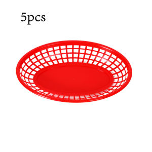 10pcs Oval Fast Food Serving Tray Basket Fried Food Basket Plastic Use For Fruit Basket Vegetable Fried Chicken Burger Fries