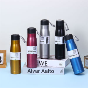 【Free Brush】Double-layer Vacuum Insulated Tumbler Stainless Steel Leak Proof And Fall Proof Portable Rope Knight Cup Outdoor Sports Cycling Thermos 600ML【Fadikou】