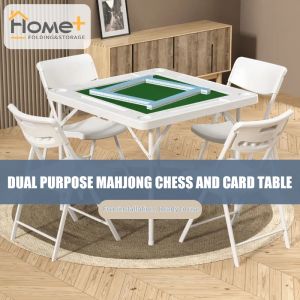 (HOME+) Folding mahjong table multifunctional hand rub manual sparrow table installation free portable simple household plastic multifunctional