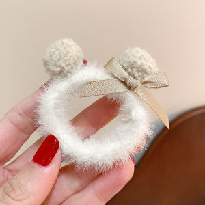 F4 Ikat Rambut Korea Bulu Lembut Aksen Pita Karet Rambut Ponytail Anak Korean AH88