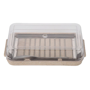Stainless Steel Butter Slicer and Cutter Cheese Storage Container with Clear Lid for Refrigerator Organization