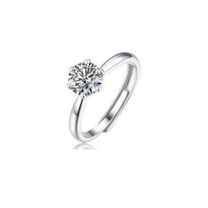 [SG seller]925 Sterling Silver Moissanite Ring Classic Womens Crown Six-Claw Model Simulation Diamond Ring Wedding Ring