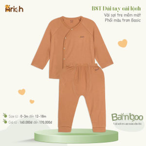 Bộ quần áo dài tay cài lệch vải sợi tre Arich size 0 đến 18 tháng