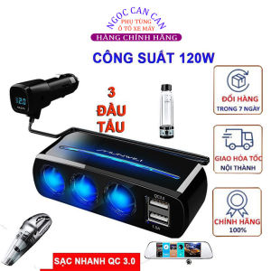 Bộ Chia Tẩu Sạc Ô Tô Xe Hơi ShunWei 3 Tẩu - 2 Usb Kép QC 3.0 Công Suất 120W Kết Hợp Led Sang Trọng