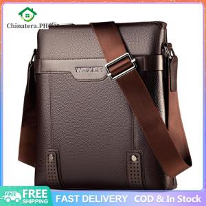 Male Casual Shoulder Bag PU Leather All-Match Shoulder Bag Solid Color Simple Crossbody Bag Men Work Date Travel Bag