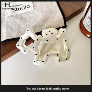 Hayating White Polka Dot Dog Bow Shark Clip Elegant Large Hair Claws Simple Korean Style Fashionable Hair Accessories