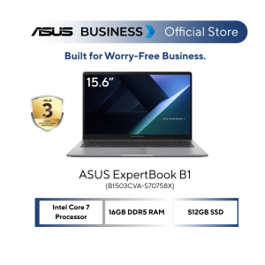 15.6" ASUS Expertbook B1 Laptop | Intel Core 7 Processor | Intel UHD Graphics | 16GB RAM | 512GB SSD | B1503CVA-S70758X