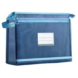 Double Layered Clear School Book Bag Document Organiser Bag with Clear Label Window Heavy Duty Book Carrying Case