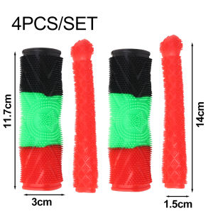 4Pcs/Set Colorful Motorcycle Handlebar Cover Rubber Non-slip Shock-absorbing Grip Sleeve Tricycle Scooter Electric Vehicle Handbrake Protector