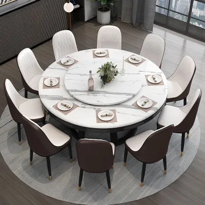 Nordic Marble Dining Table Chairs Set Combination Modern Home Dining Set FREE Turntable Top Kerusi Meja Makan Murah