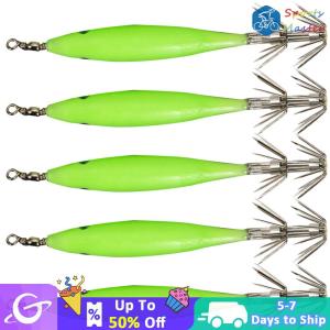 Luminous Fishing Bait Fishing Tackle Artificial Jigs with Squid Hook Fluorescent Fishing Lures Luminous Squid Jig Hooks