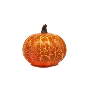 EDHO5 Simulated Halloween LED Pumpkin Light Surface Crack Design Decorative Table Pumpkin Ornament Halloween Party Decor Glowing Light-up Pumpkin Figurine Thanksgiving