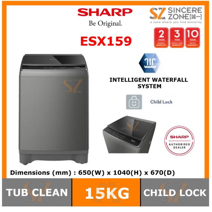 For Klang Valley Only Sharp Esx159 15kg Top Load Full Auto Washing Machine With Intelligent 0598