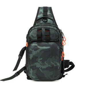 Tactical Fishing Chest Bag with Rod Holder Molle Sports Pouch Outdoor Hiking Climbing Single Backpack Large Hunting Fanny Pack