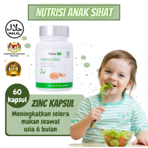ZINC CAPSULES UBAT TAMBAH SELERA MAKAN KANAK MULTIVITAMIN UNTUK KIDS VITAMIN KANAK KANAK SELERA MAKAN UBAT SELERA MAKAN ANAK TIANSHI ZINC VITAMIN TAMBAH SELERA MAKAN KANAK KANAK KECERDASAN OTAK TERBAIK supplement multivitamin untuk kanak kanak