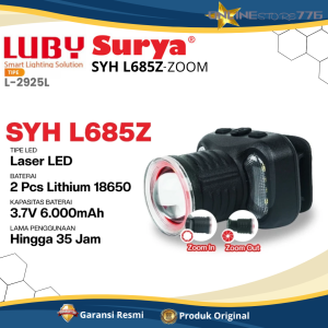 Surya Senter Kepala Zoom Luby L2925L 70W - Cahaya Putih / SYH L685Z Cahaya Putih 68W Tahan Air - GARANSI RESMI
