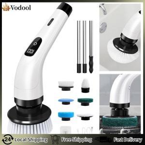 【Vodool】Cordless Cleaning Brush Waterproof Rotary Floor Brushes 2 Speeds Electric Scrubber for Bathroom Kitchen Floor Grout Tile