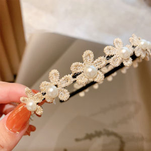 White Pearl Flower Hairbands for Kids Girls Cute Princess Non-Slip Hair Hoop Korean Sweet Children Headband Baby Hair Accessories