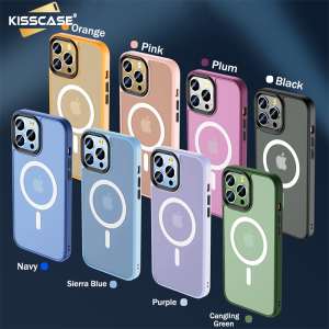 Kisscase Original Mờ Mờ Matte Cho Magsafe Không Dây Sạc Trường Hợp Cho Iphone15 Pro Max 14 Cộng Với 13 12 11 Pro Cộng Với Max Rắn Cứng PC Bìa