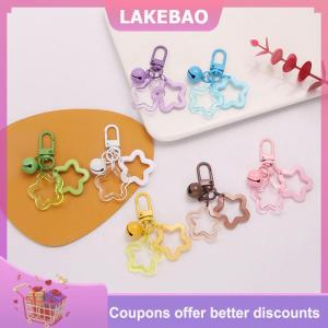 【LAKEBAO】 Hollow năm cánh sao chuông Mặt dây chuyền xe treo Keychain kẹo màu Túi Keyring tự làm đồ trang sức làm vòng chìa khóa cho phụ nữ cô gái