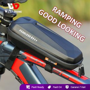 EVA+ 100% Rainproof Hard Shell Top Tube Frame Bag 15 L by West Biking Tas Sepeda Import Tas Sepeda Frame Tas Roadbike Kecil Tas Sepeda Balap Tas Sepeda Anti Air Tas Saddle Sepeda Rainproof Segi Tiga Triangle Bag Tas Rangka Sepeda HP MTB Bicycle Bag Stang