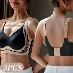 3Pcs/Set Push-Up Bras For Women Non-wire Adjust Straps Bralette Seamless Underwear Breathable Plus Size Padded Lingerie M-4XL2026