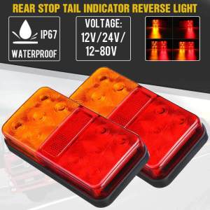 2PCS 12V 24V 80V LED Tail Light Taillight Turn Signal Indicator Stop Lamp Rear Brake Light for Car Truck Trailer Caravan