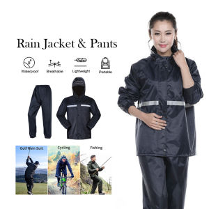 Motorcycle Raincoat For Women Men Rain Coat Waterproof Rain Jacket Night Reflect Motorbike Bike Outdoor [Jacket & Pants]