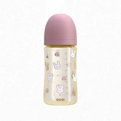 【Dimama】 ขวดนมสีชาคอกว้าง PPSU ลายการ์ตูนน่ารัก มีเส้นกำกับ ป้องกันท้องอืด เหมาะสำหรับเด็กอายุมากกว่า 6 เดือน